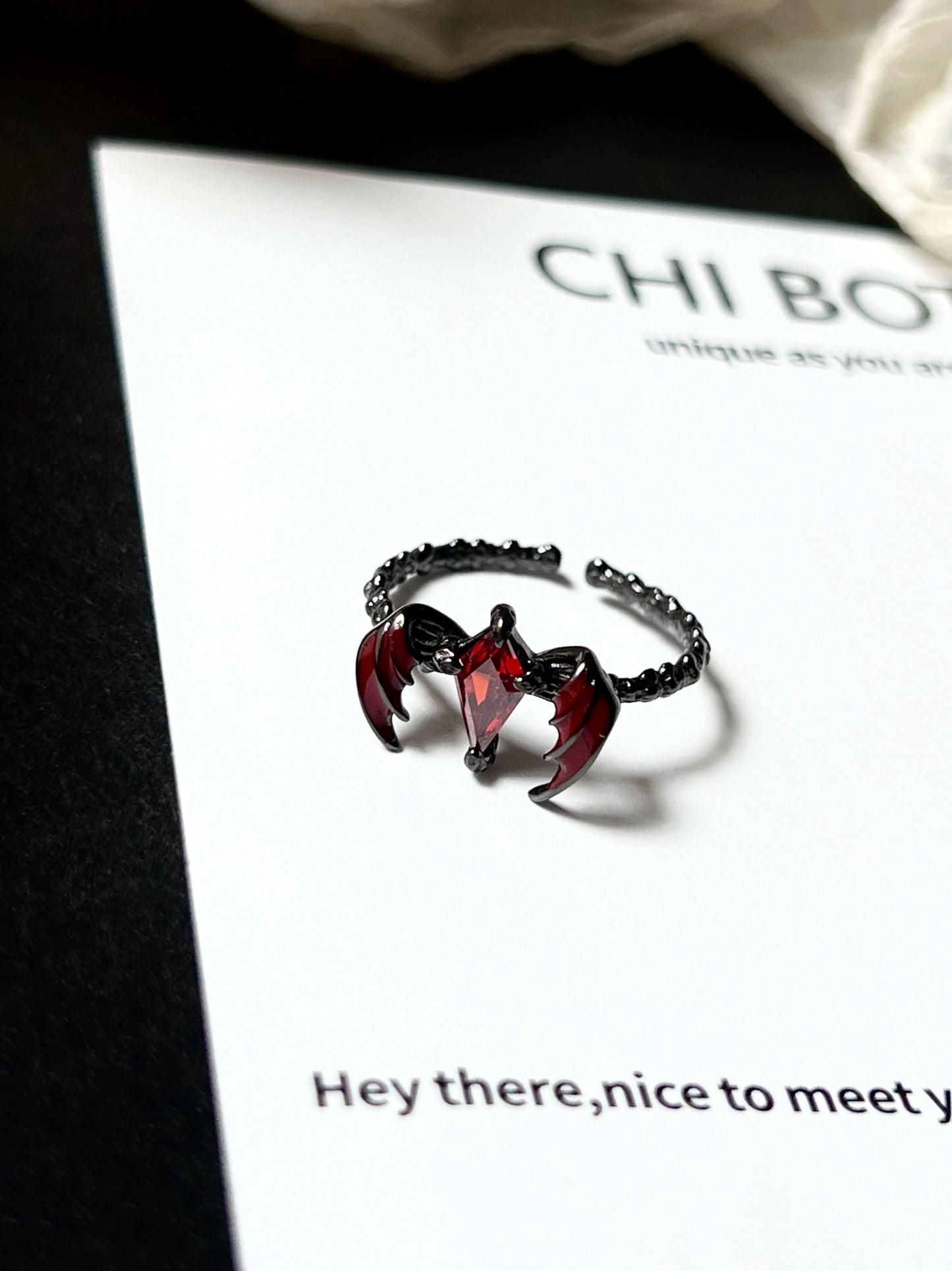 "Dragon Shadow" Red Zircon Ring