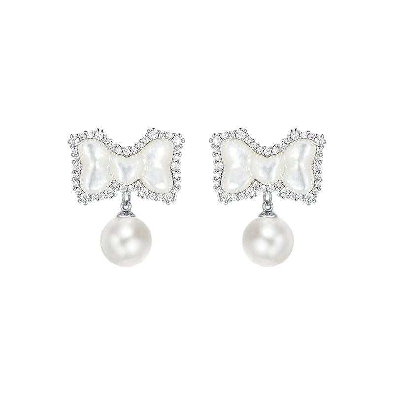Bow Fritillary Pearl Earrings