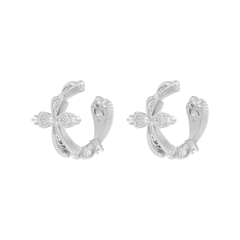 Elegant Lace Shimmer Cross Earrings