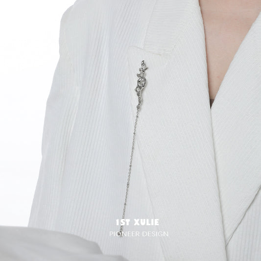 Cool Lava Texture Silver Brooch