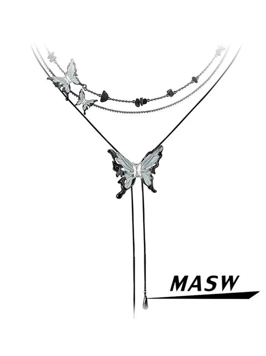 Ink-Style Butterfly Necklace