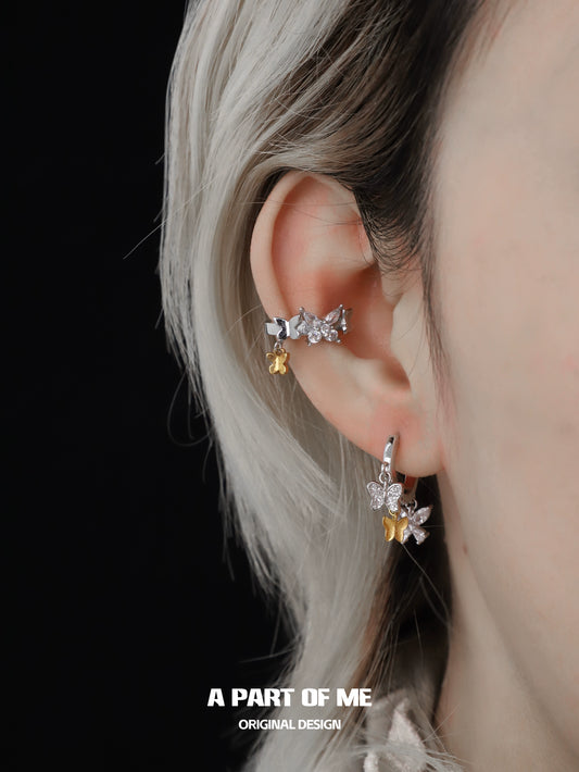Radiant Butterfly Diamond Ear Clips