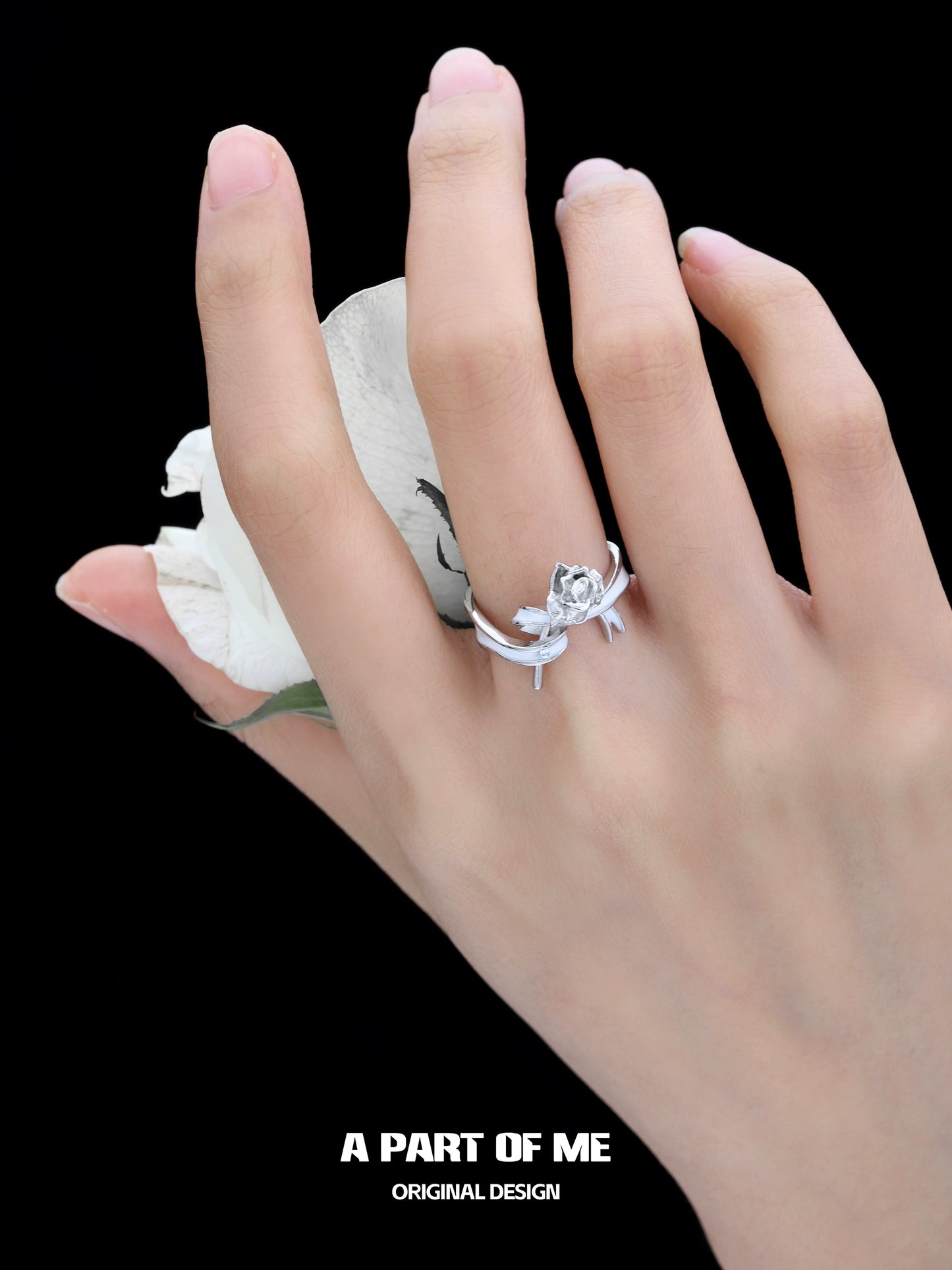 Rose Bow Silver Ring