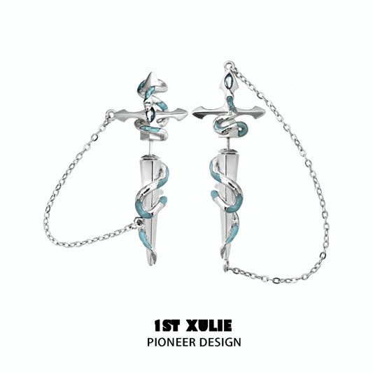 Frozen Snake Chain Piercing Earrings