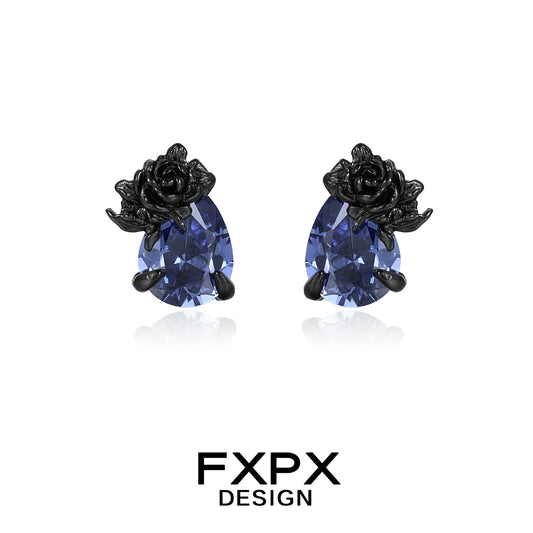 Y2K Tanzanian Blue Rose Earrings