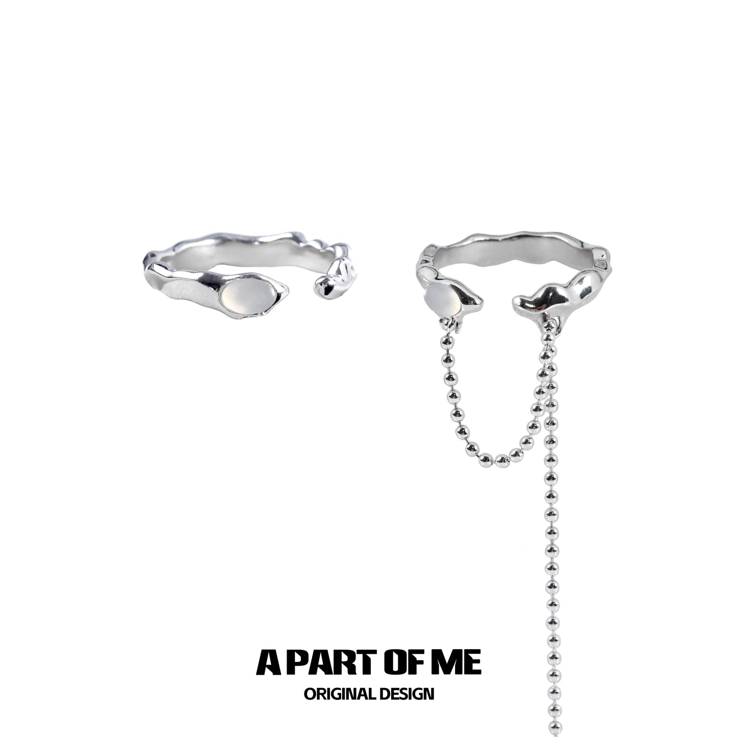 Simple Agate Link Silver Ring