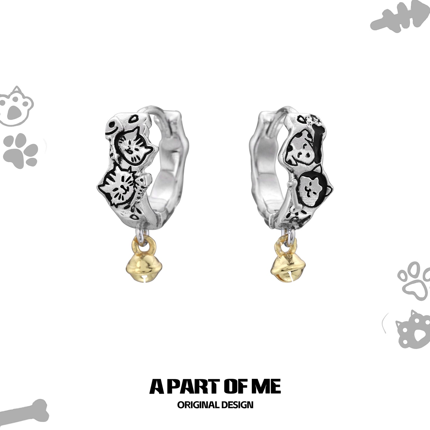 Graffiti Puppy Cat Bell Earrings