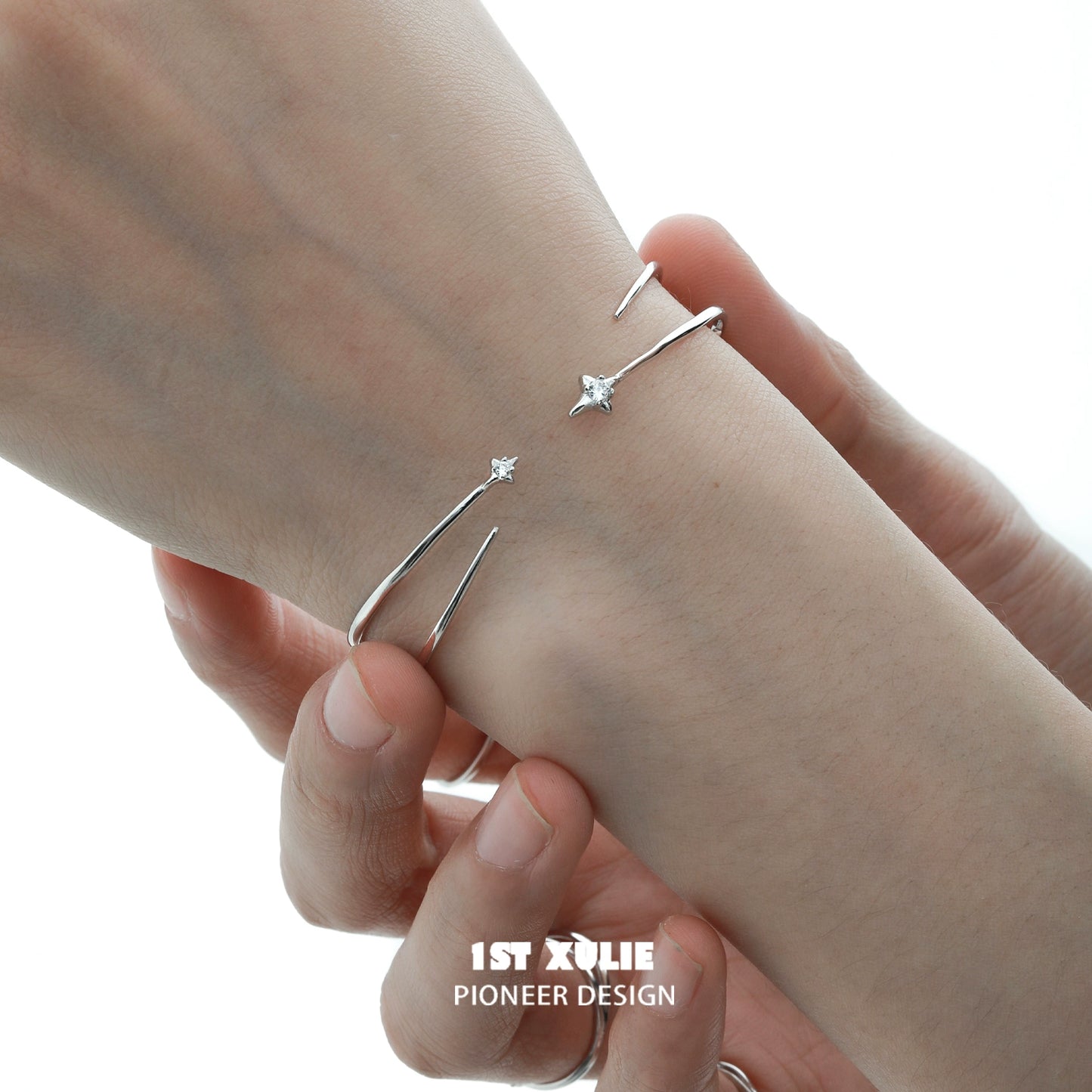 Futuristic Star Track Silver Bracelet