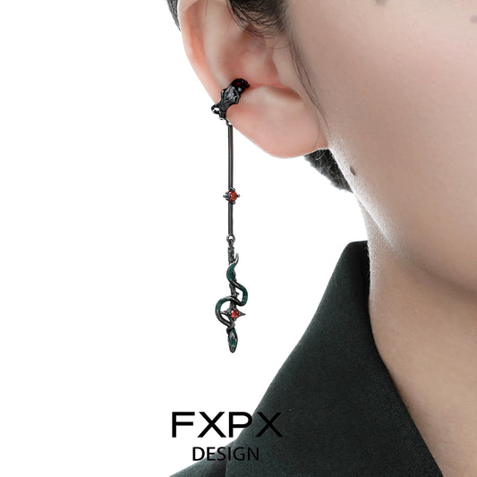 Gothic Black Snake Diablo Ear Clip