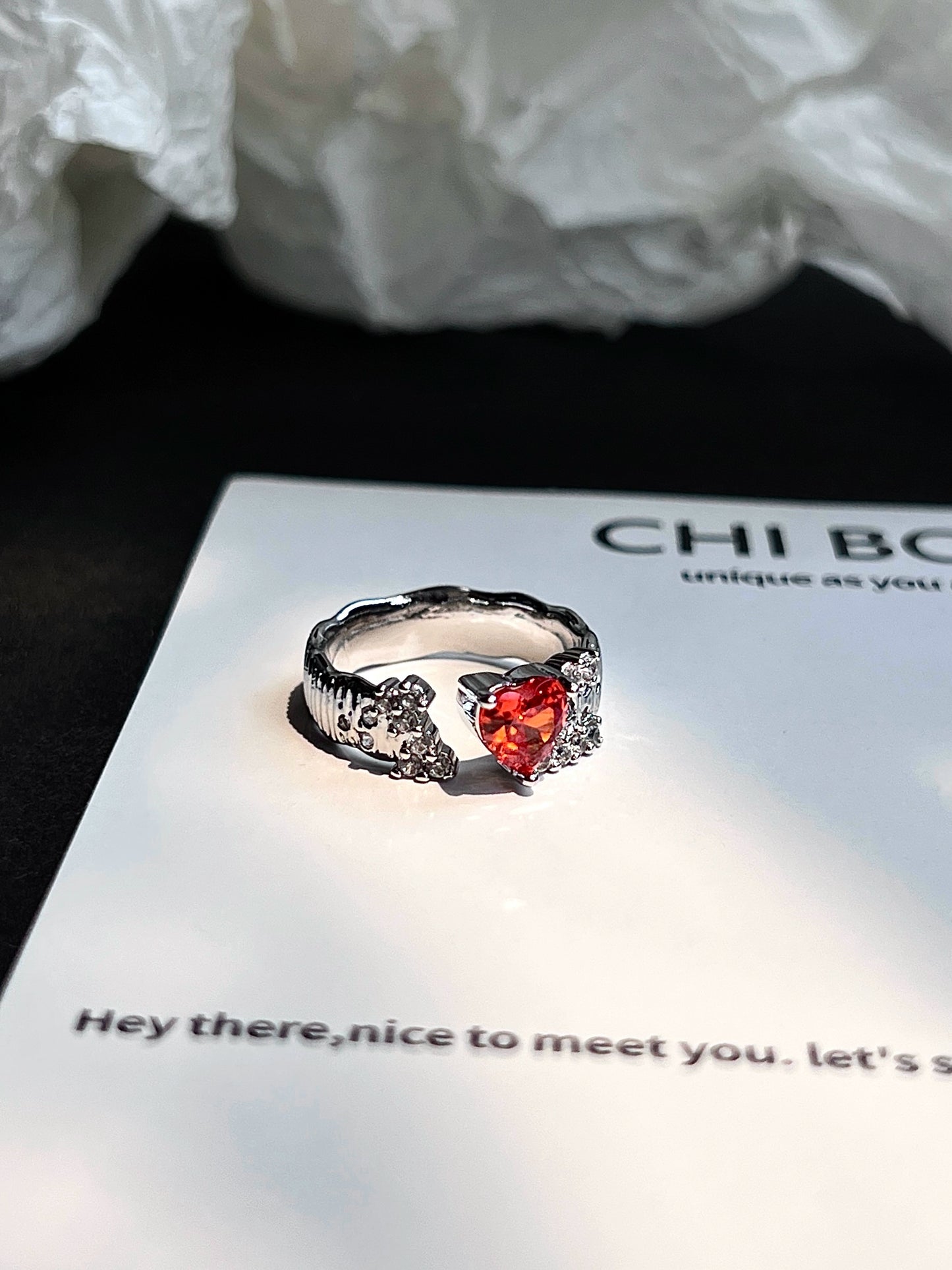"Imprisoned Heart" Zircon Ring