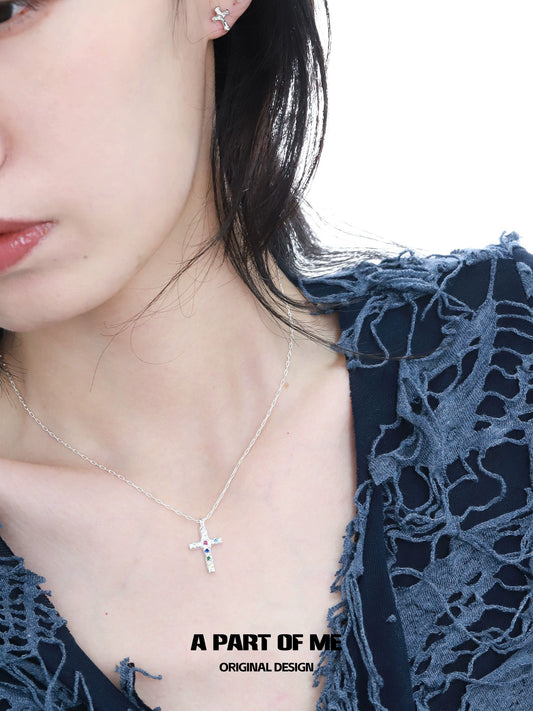 Zircon Cross Silver Necklace