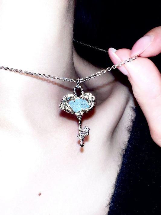 "Sky Blue Key" Aquamarine Necklace