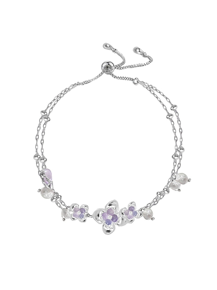 Purple Flower Pearl Bracelet