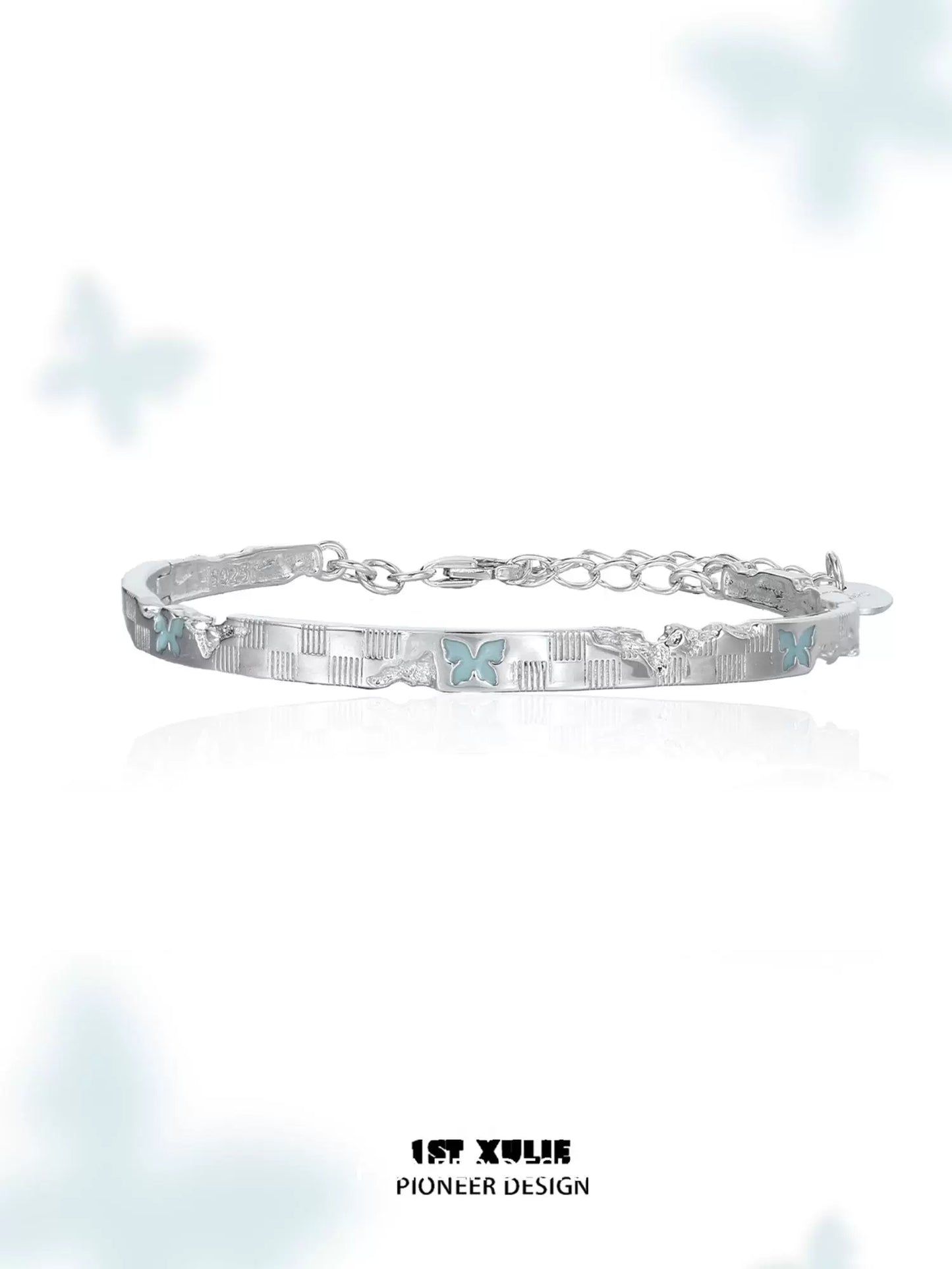 Dreamy Blue Butterfly Silver Bracelet