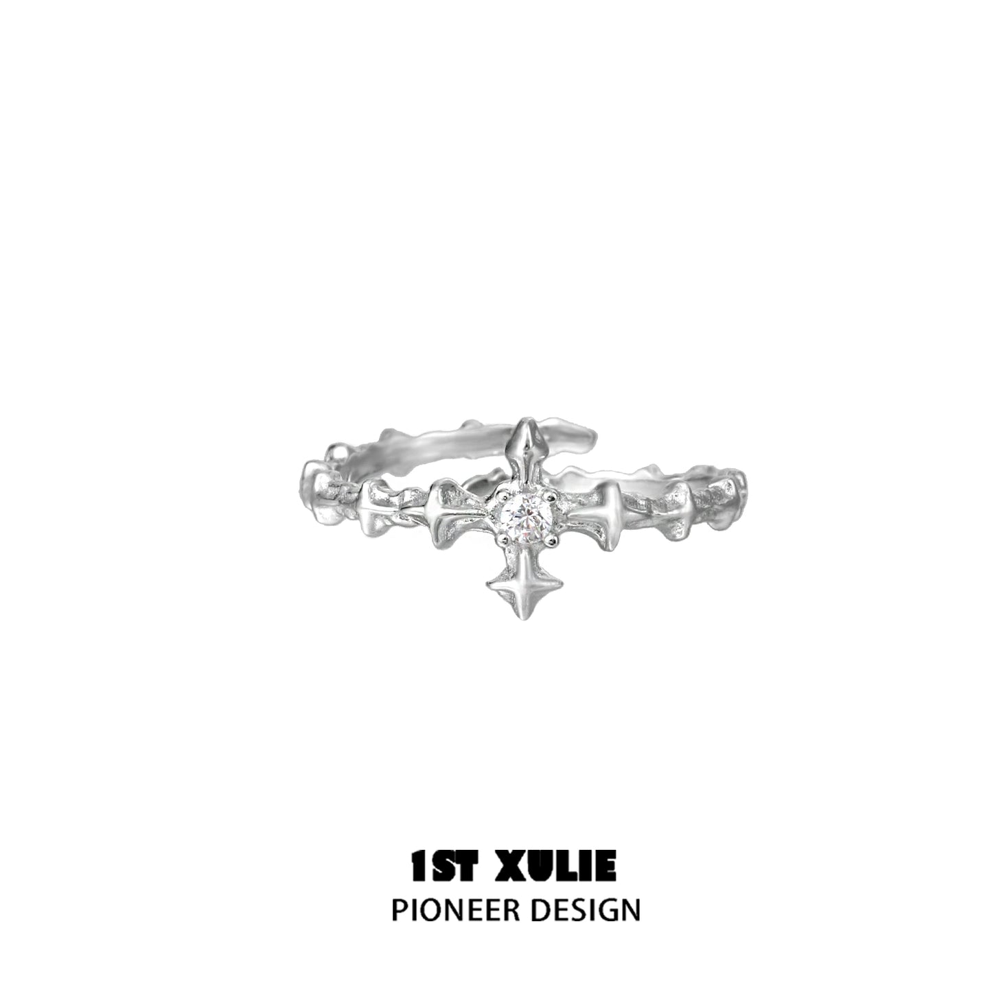 Guardian Cross Silver Couple Ring