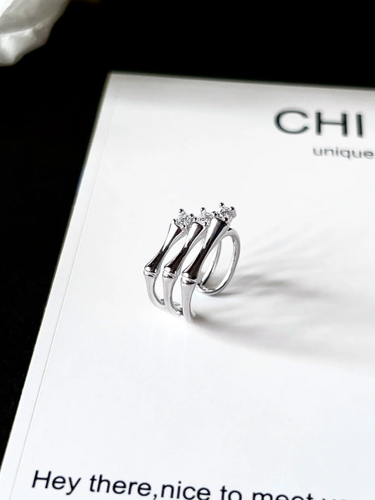 "Bone Deed" Zircon Bone Ear Clip