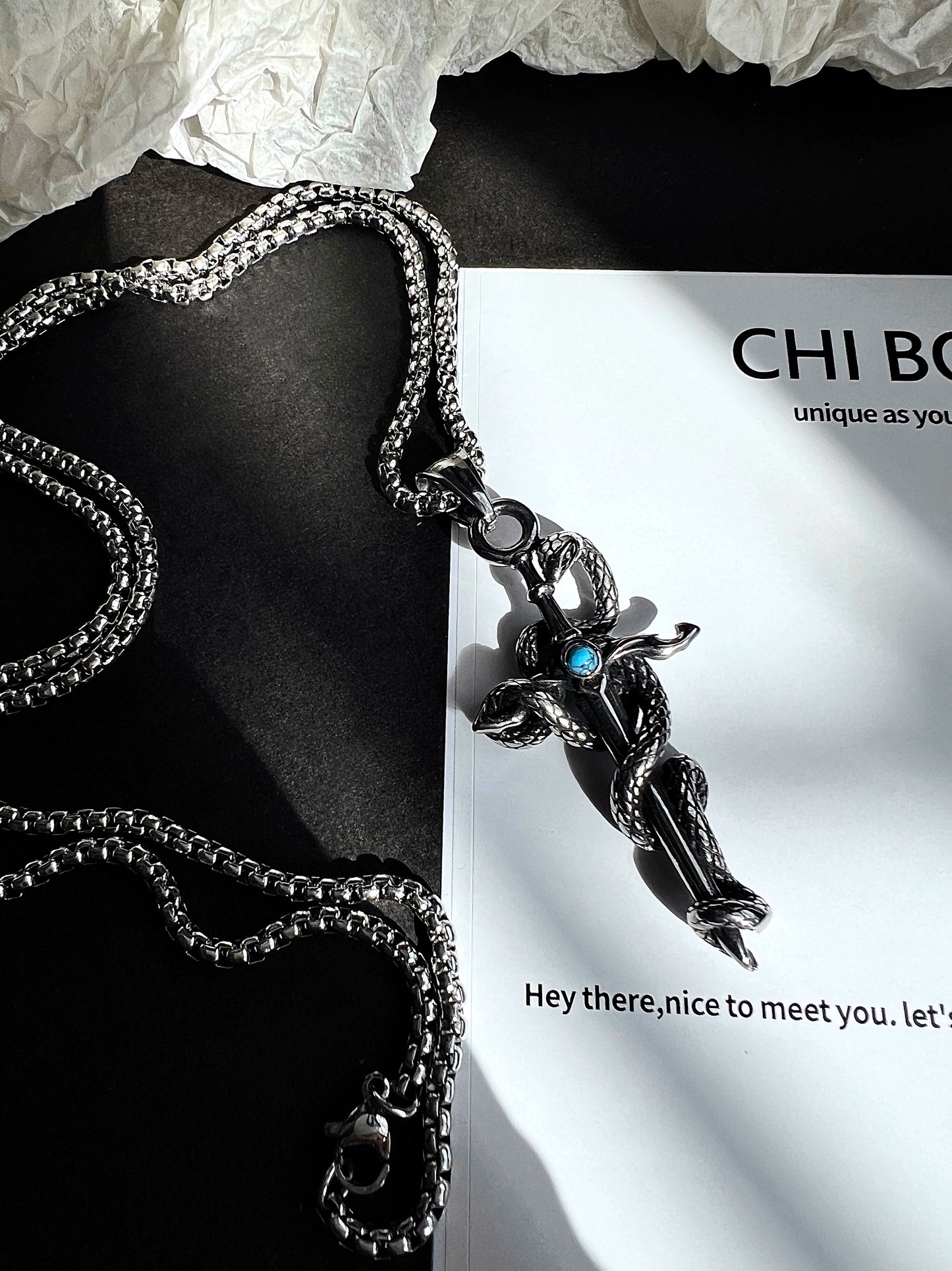 "Snake Wrap" Cross Necklace