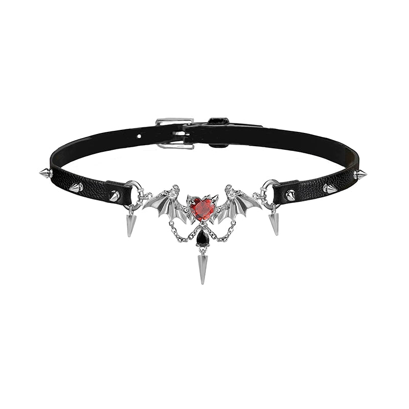 Demon Wings Leather Choker