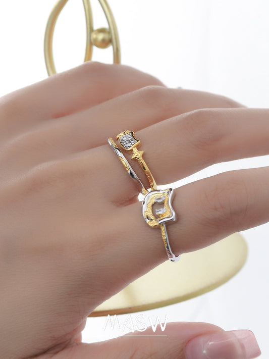 Cat Blessing Couple Rings