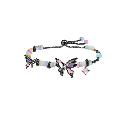 Oil-Paint Butterfly Bead Bracelet