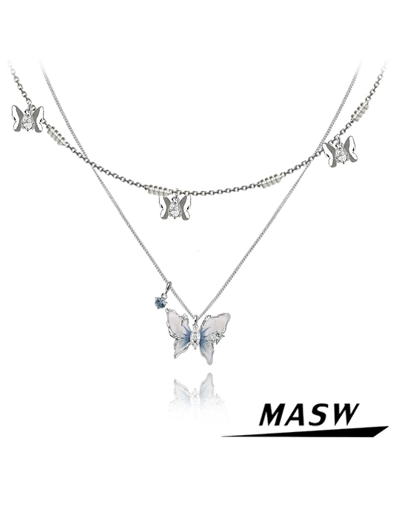 Starry Blue Butterfly Necklace