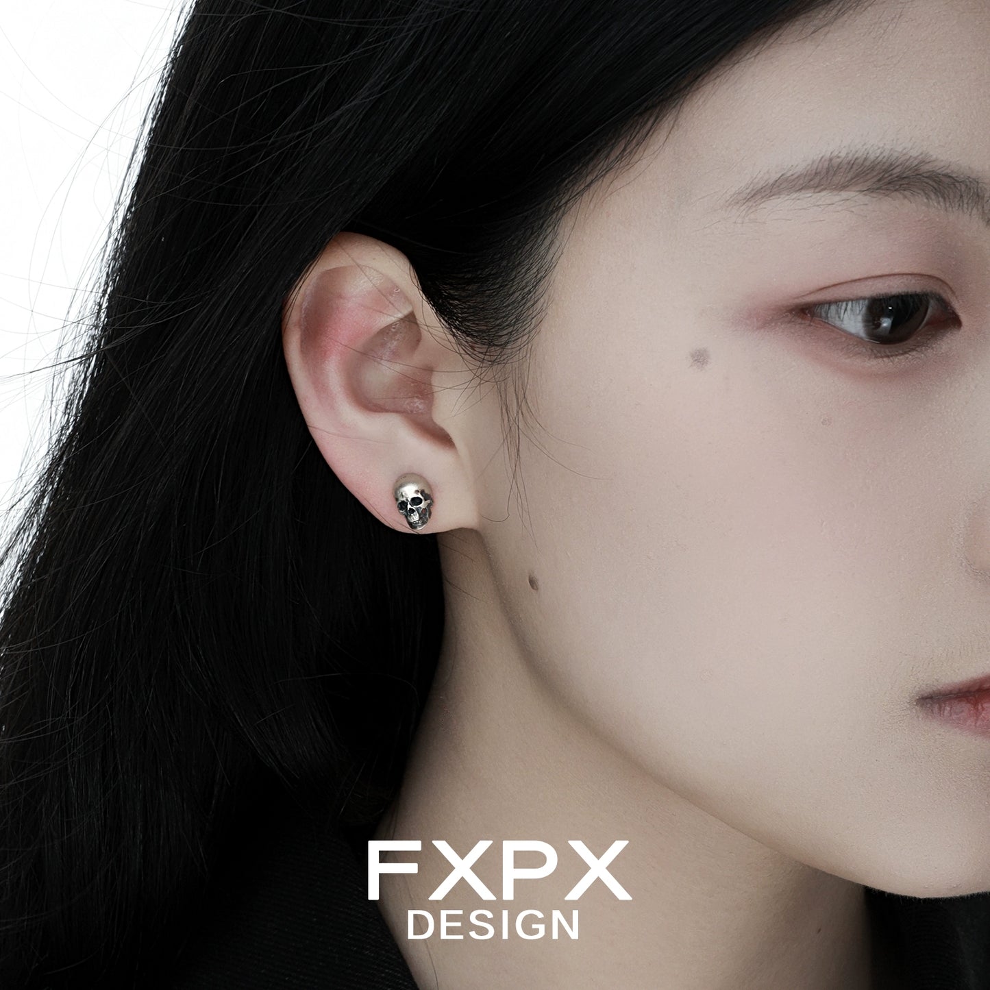 Gothic Daek Skull Silver Earrings