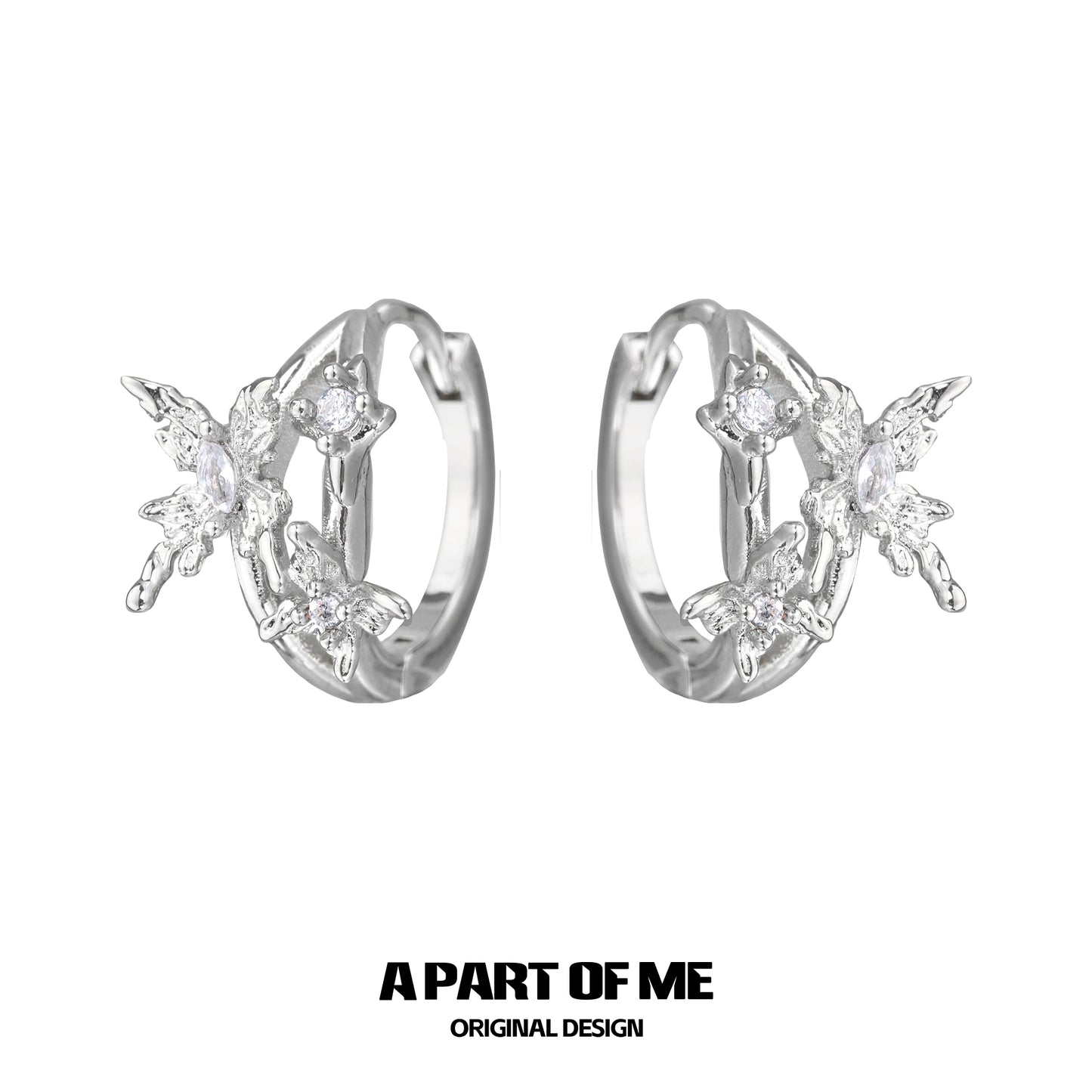 Diamond-Set Butterfly Ear Buckles