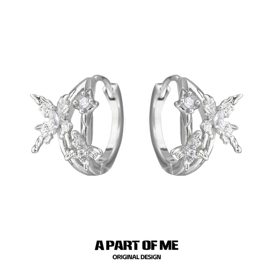 Diamond-Set Butterfly Ear Buckles