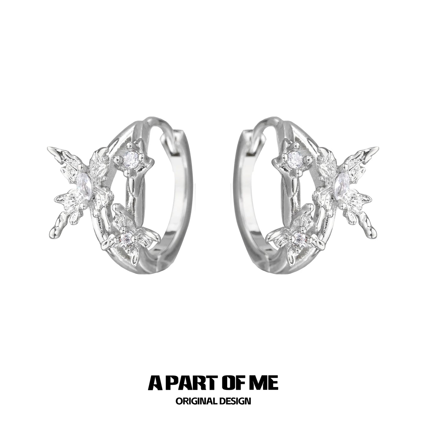 Diamond-Set Butterfly Ear Buckles