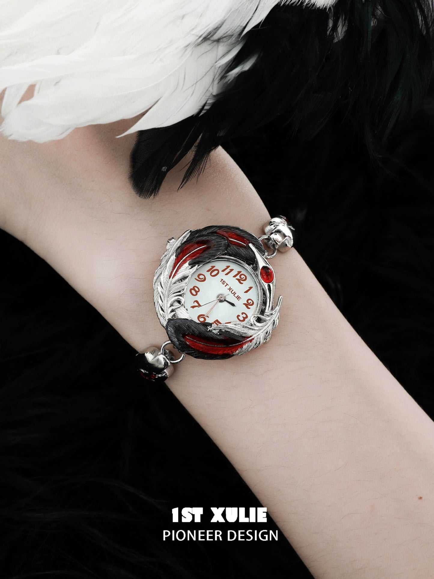 Gothic Bloody Feather Industrial Bracelet