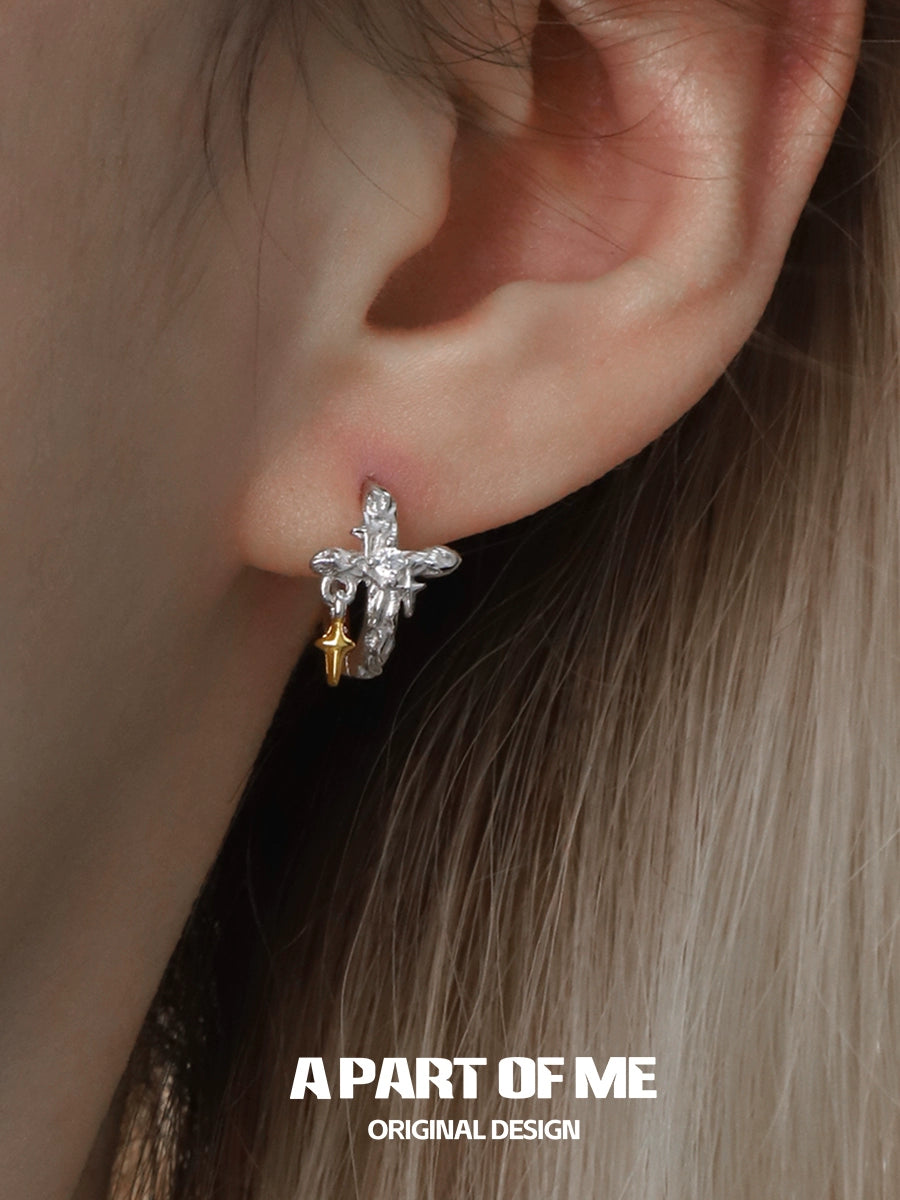 Luminous Cross Silver Earrings