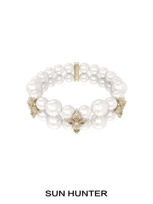 Vintage Cross Pearl Bracelet