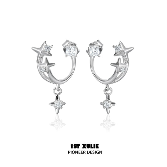 Star Track Sparkle Zircon Earrings
