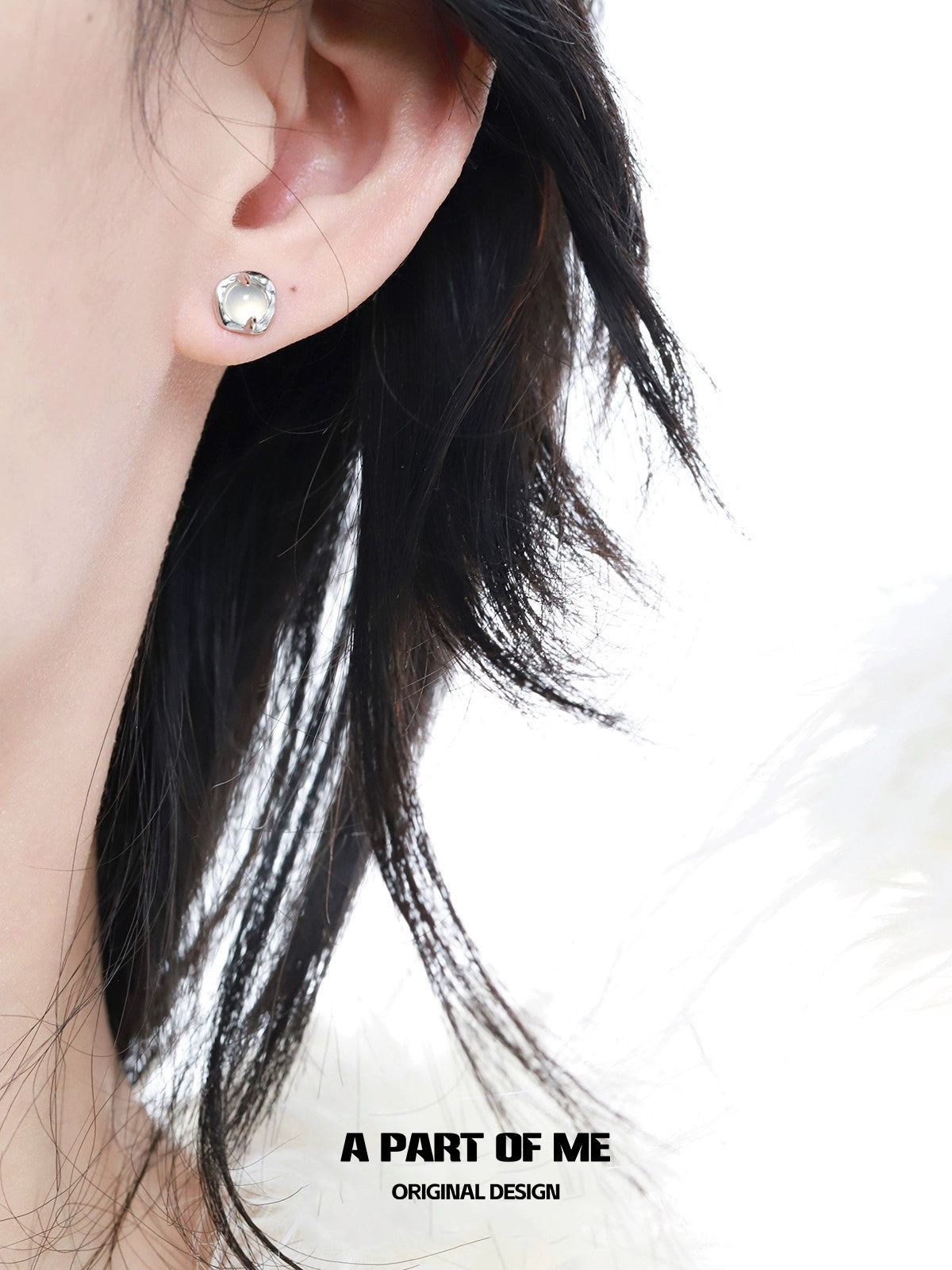 White Agate Mini Stud Earrings
