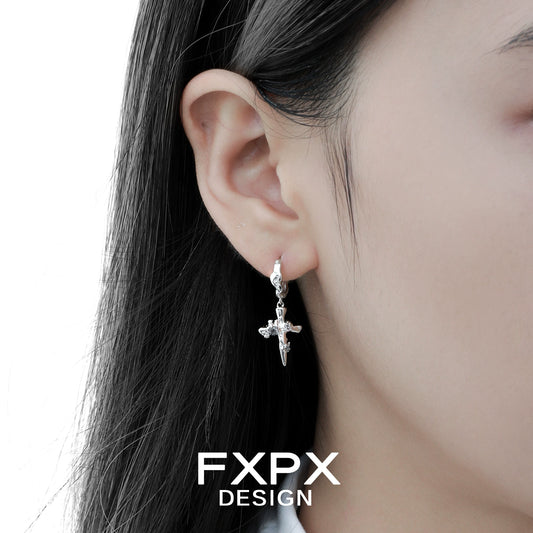 Y2K Cold Frosted Cross Earrings