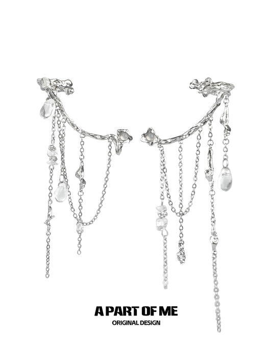 Elven Agate Fringe Ear Cuff