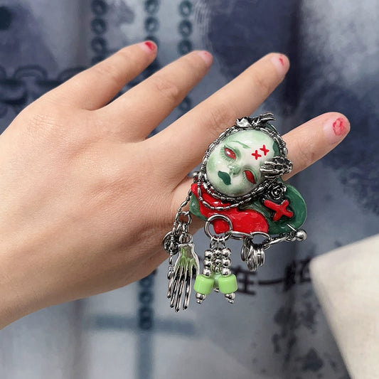 Rings-Ersan Tongsheng Original Art Stone Plastic Clay Clay Dark Niche Cold Wind Senior Opening Men's and Women's Rings