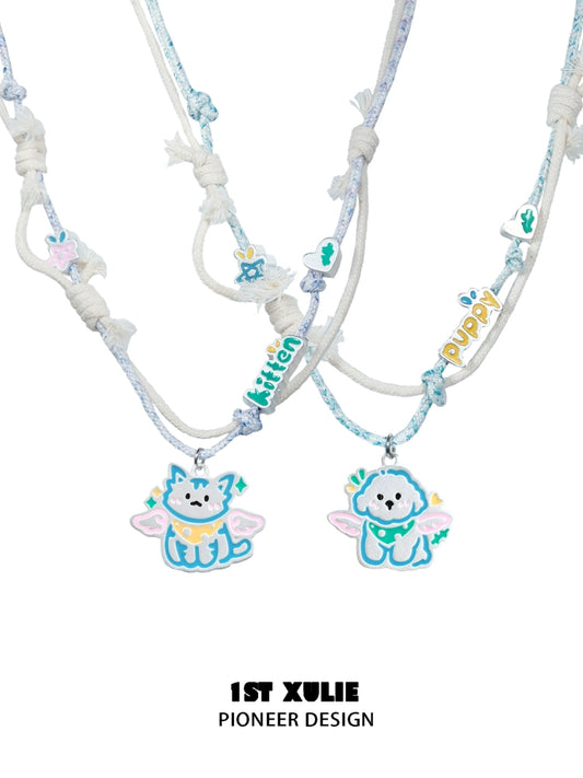 Angel Cat & Puppy Cute Necklace
