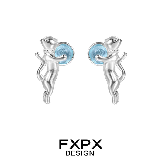 Blue Cat Dreamer Earrings