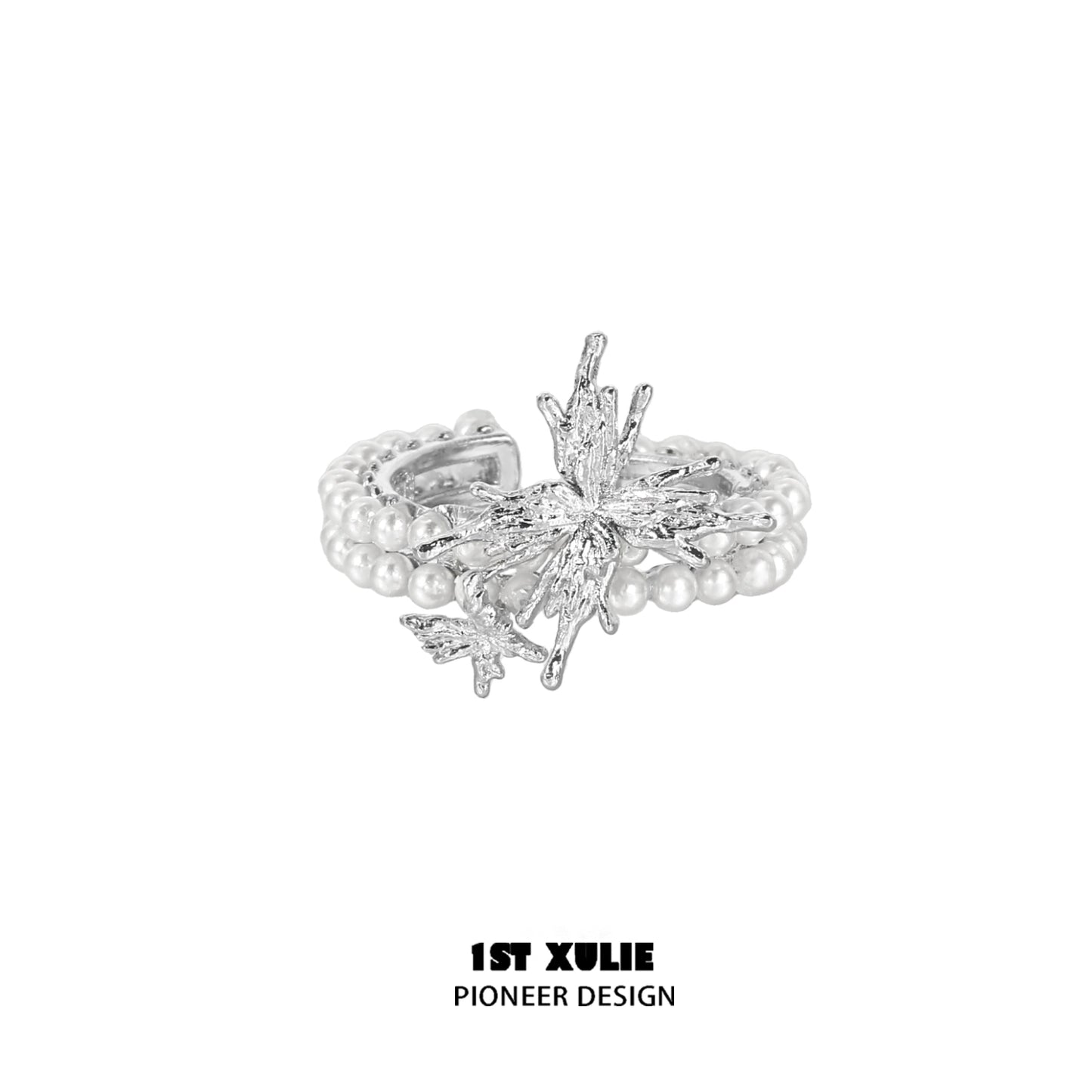 Elegant Pearl  Butterfly Ring