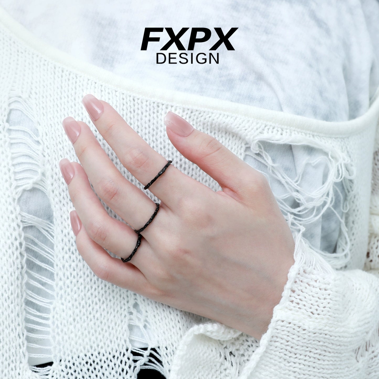 Black Tinfoil Texture Ring