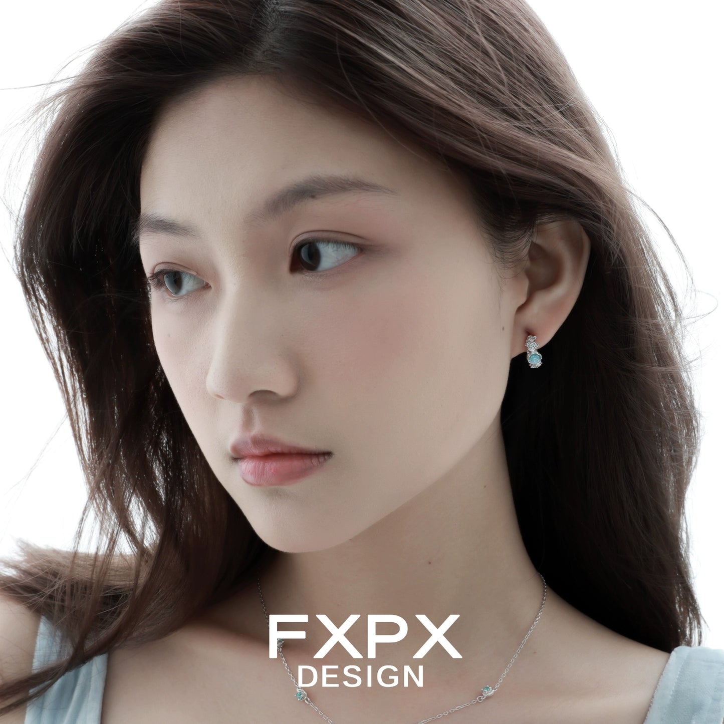 Vintage Blue Rose Earrings