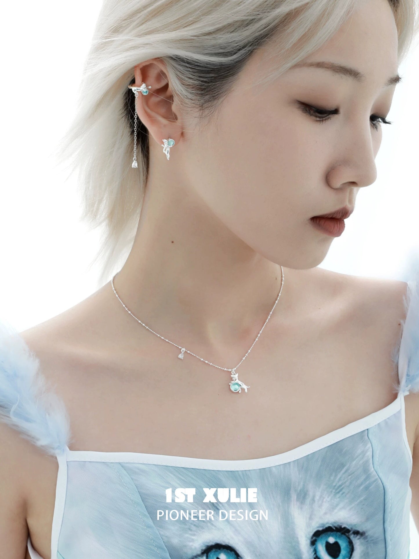 Summer Happy Kitten Silver Necklace