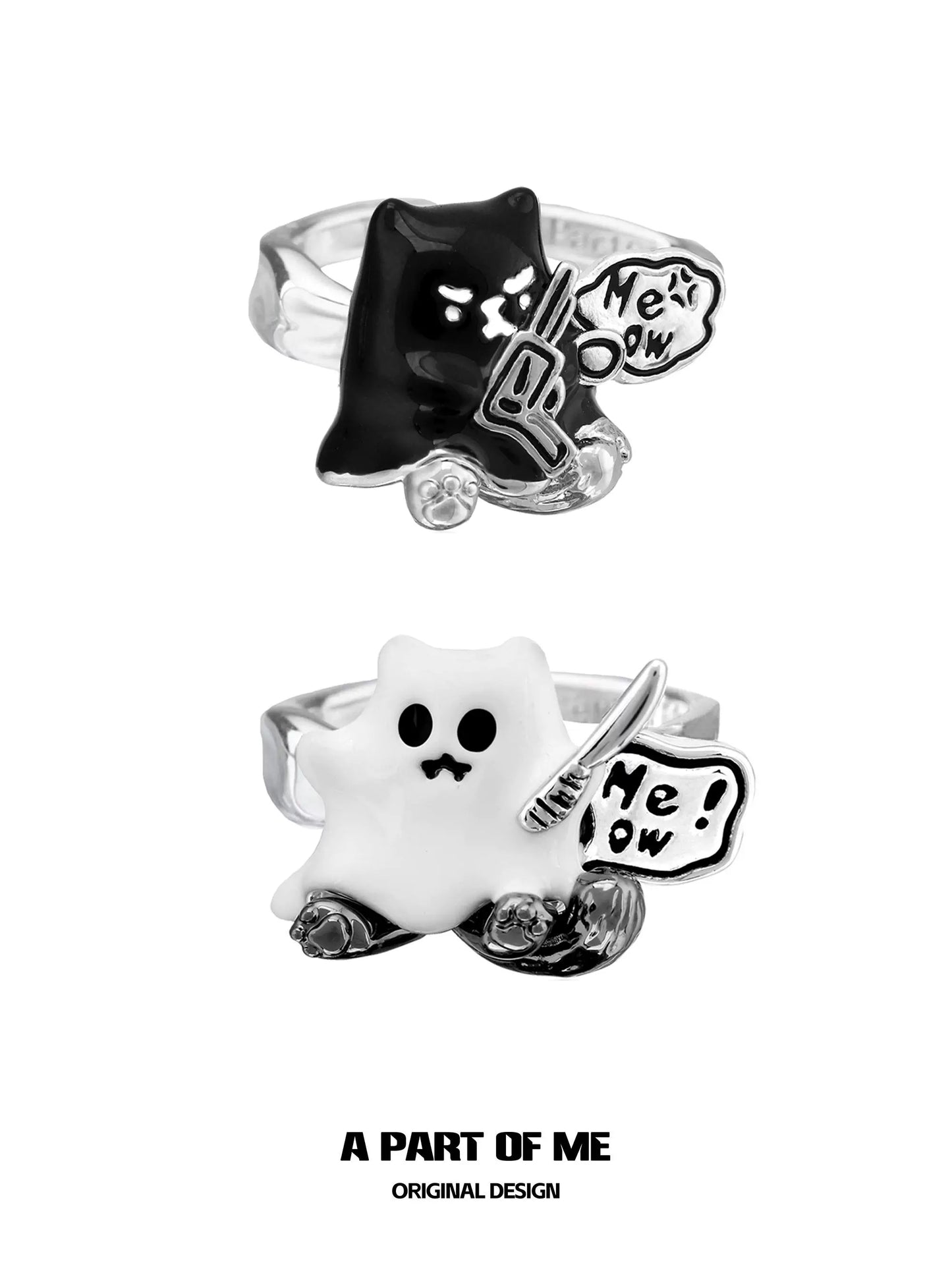 Ghost Kitten Cute Ring