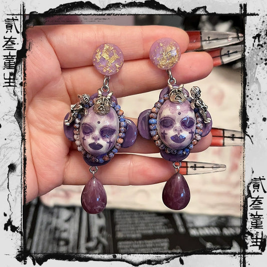 Earrings & Ear Cuffs-Ersan Tongsheng's original hand-painted high-end earrings, women's same earrings, personality trend, niche high-end design sense, light luxury