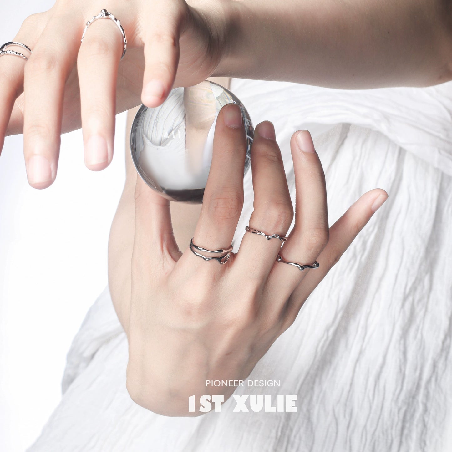 Minimalist Irregular Line Art Silver Ring