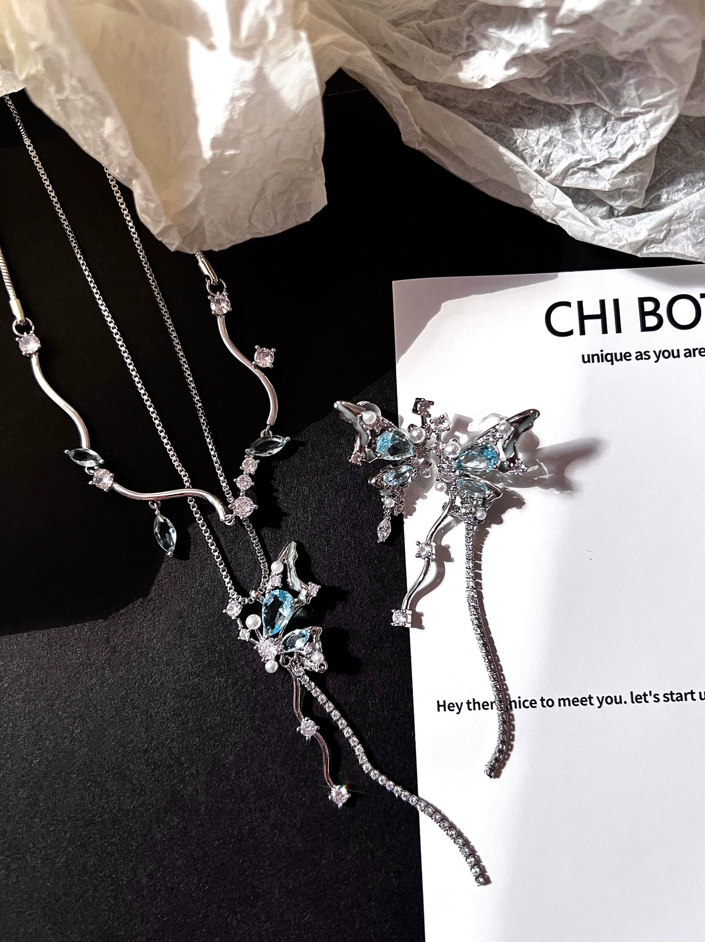 "Butterfly Poetry" Zircon Necklace