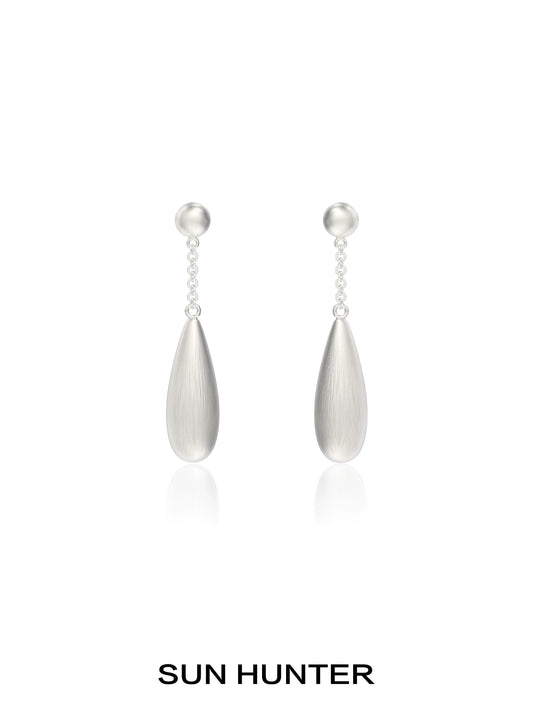 Brushed Teardrop Cocoon Earringsv