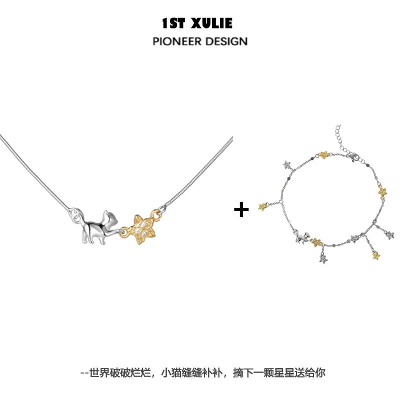 Cat Meets Star Clavicle Necklace