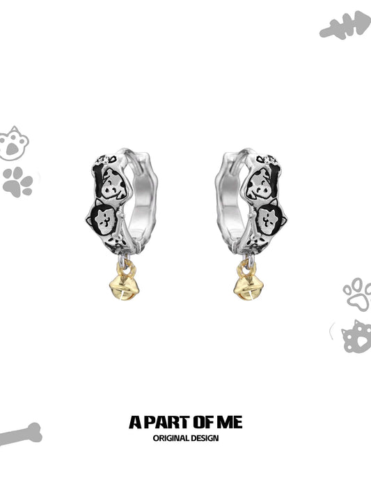 Graffiti Puppy Cat Bell Earrings